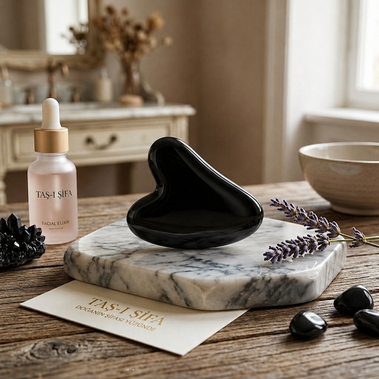 Gua Sha Taşı Seti %100 Doğal Ve Gerçek Yüz Masaj Taşı