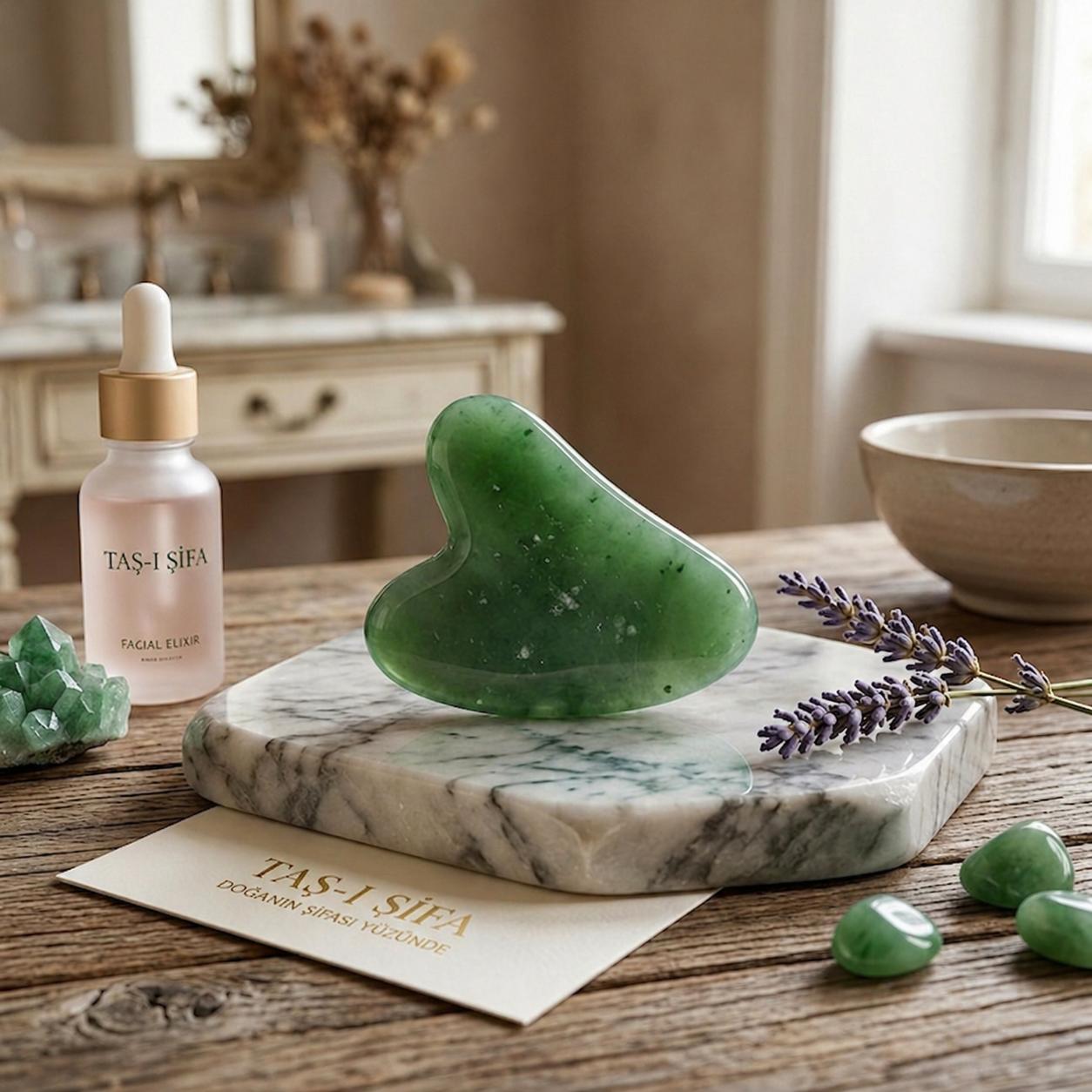 Gua Sha Taşı Seti %100 Doğal Ve Gerçek Yüz Masaj Taşı