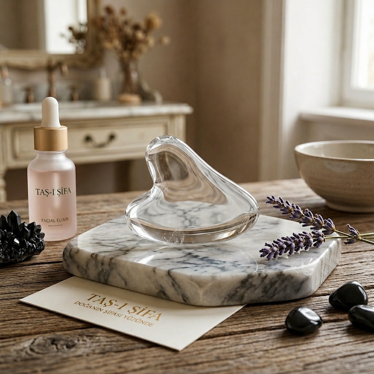 Gua Sha Taşı Seti %100 Doğal Ve Gerçek Yüz Masaj Taşı