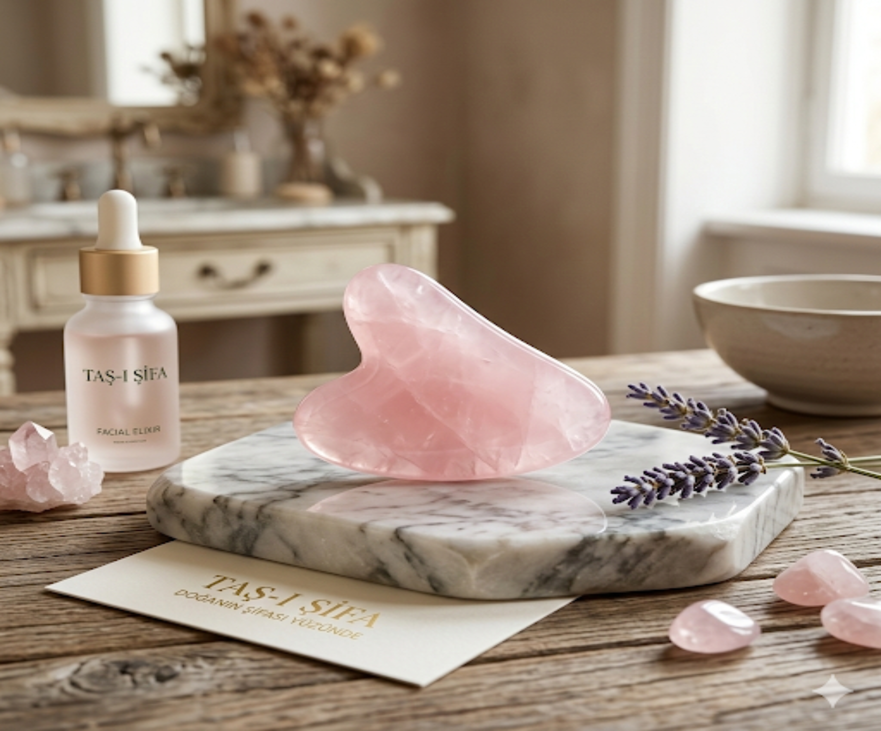 Gua Sha Taşı Seti %100 Doğal Ve Gerçek Yüz Masaj Taşı
